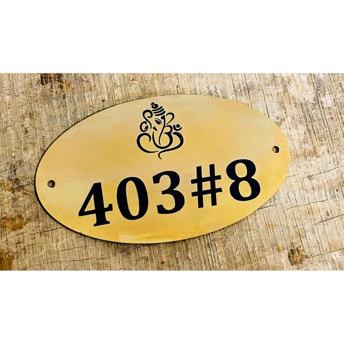 New Design Golden Engraved Home Number Plate 5X3