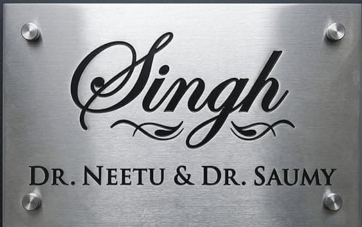 Stainless Steel Signage Name Plate (12X18)inch Customized Size Also Available, Silver