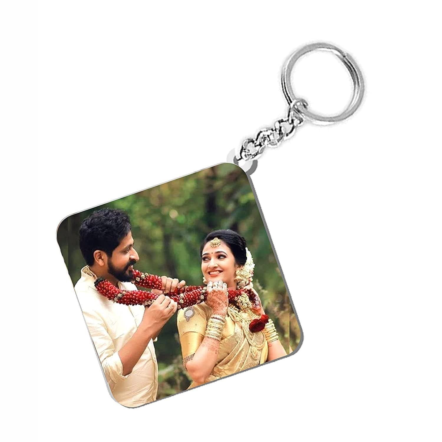 Photo Keychain For Men, Girls, Friends, Car, Bike Customized/Personalized Keyring With Picture Gifts For Birthday, Anniversary 6.3x3.7 CM Wooden MDF