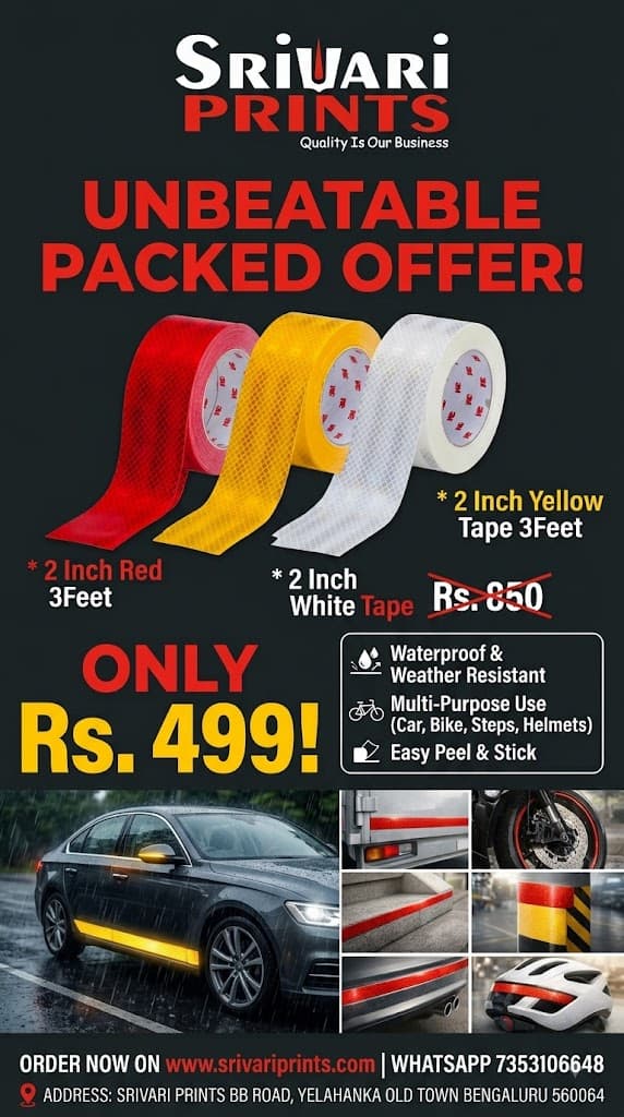 3M Reflective Tape For Car (White, Yellow, Red)