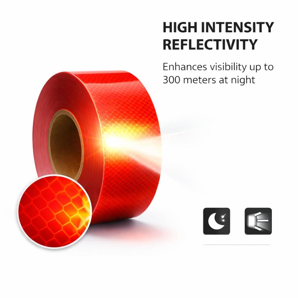 3M High Intensity Prismatic Grade Conspicuity Reflective Tape, 2 inch x 3 feet, (Red)