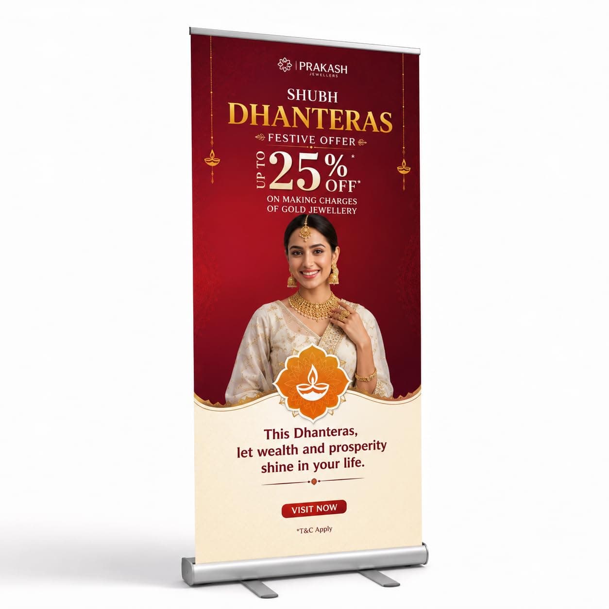 Shapure Metal Roll Up Banner Standee 6ft x 3ft (with your print) – Portable Display Stand for Advertising, Trade Shows, Exhibitions, Events & Marketing Promos