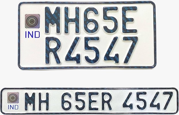Bike IND Number Plate (white)